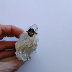 New Smoky Quartz Ring .925 Sterling Silver Ring